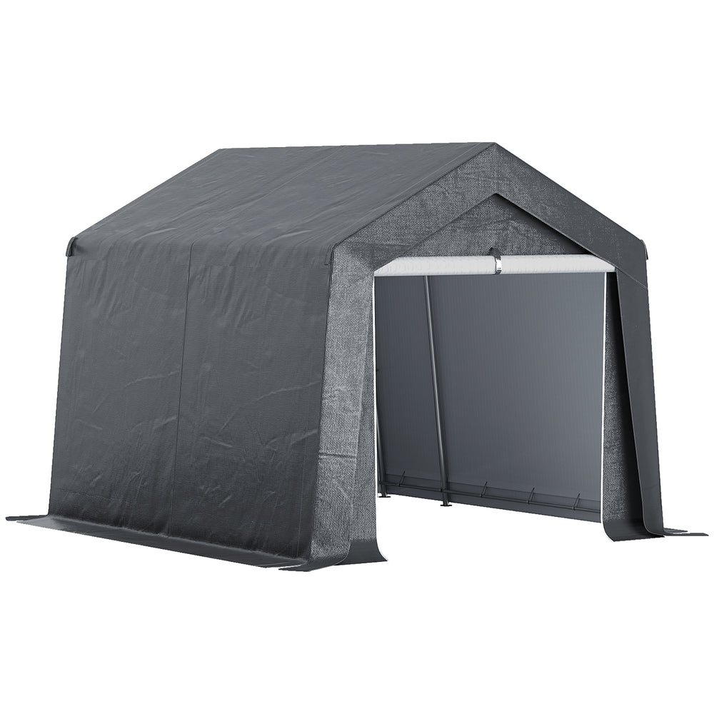 Abri de jardin, tente de stockage, 3 x 3 m, imperméable et anti-uv, cadre en acier galvanisé et grande porte, abri de vélo garage pour extérieur, gris foncé