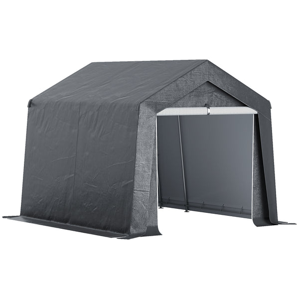 Abri de jardin, tente de stockage, 3 x 3 m, imperméable et anti-uv, cadre en acier galvanisé et grande porte, abri de vélo garage pour extérieur, gris foncé
