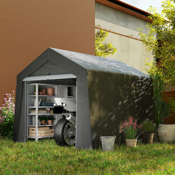 Abri de jardin, tente de stockage, 3 x 3 m, imperméable et anti-uv, cadre en acier galvanisé et grande porte, abri de vélo garage pour extérieur, gris foncé