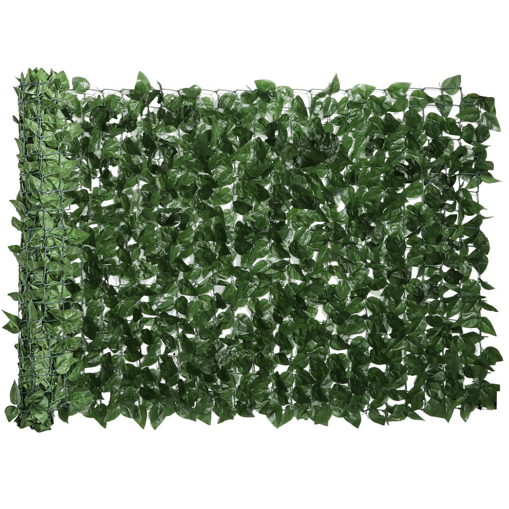 Haie Artificielle Brise-Vue décoration Rouleau 3L x 1H m Feuillage hêtre réaliste Anti-UV, feuilles en soie, Vert foncé