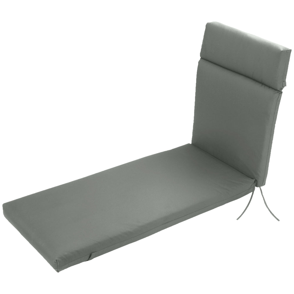 Coussins de chaise longue coussin bain de soleil - épais, confortable et rembourré - matelas transat avec 2 attaches, polyester 180 g/m², 196 x 55 x 8 cm, gris foncé