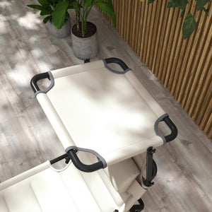 Lot de 2 Bains de soleil transats pliables grand confort dossier pare-soleil réglables multi-positions, crème