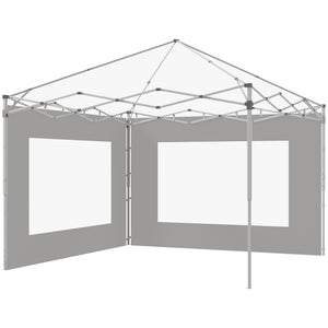Lot de 2 panneaux latéraux de tente, barnum 295x195 cm, parois latérales de remplacement en tissu pour tonnelle de 6x3m ou 3x3 m, gris