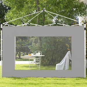 Lot de 2 panneaux latéraux de tente, barnum 295x195 cm, parois latérales de remplacement en tissu pour tonnelle de 6x3m ou 3x3 m, gris