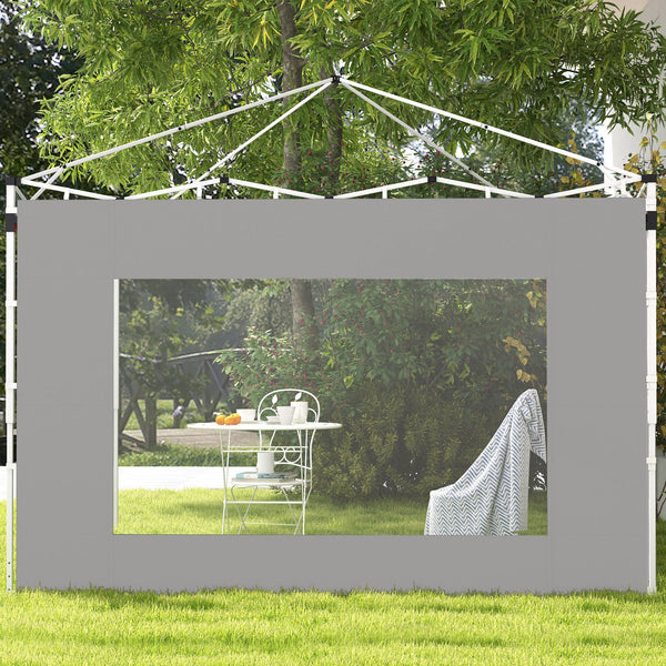Lot de 2 panneaux latéraux de tente, barnum 295x195 cm, parois latérales de remplacement en tissu pour tonnelle de 6x3m ou 3x3 m, gris