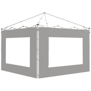 Lot de 2 panneaux latéraux de tente, barnum 295x195 cm, parois latérales de remplacement en tissu pour tonnelle de 6x3m ou 3x3 m, gris