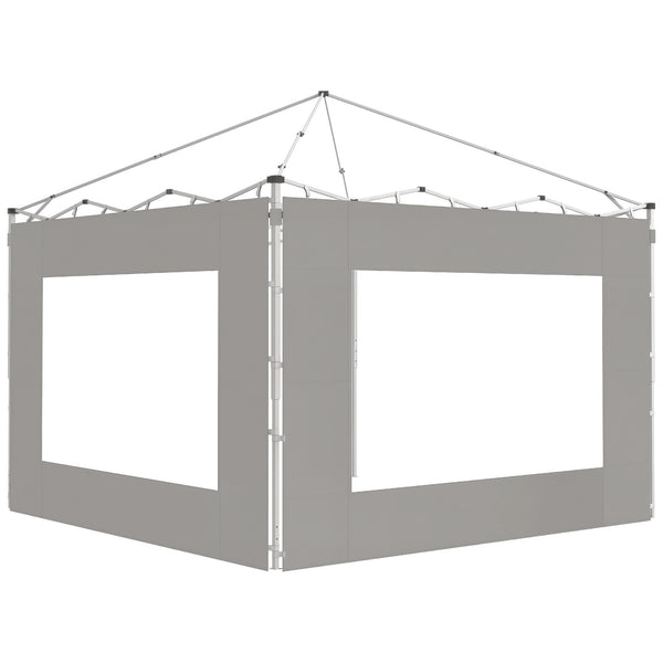Lot de 2 panneaux latéraux de tente, barnum 295x195 cm, parois latérales de remplacement en tissu pour tonnelle de 6x3m ou 3x3 m, gris