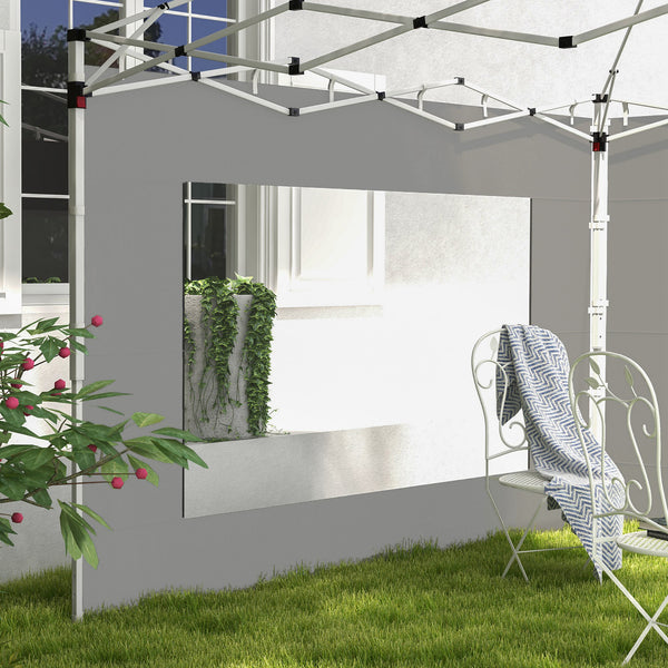 Lot de 2 panneaux latéraux de tente, barnum 295x195 cm, parois latérales de remplacement en tissu pour tonnelle de 6x3m ou 3x3 m, gris