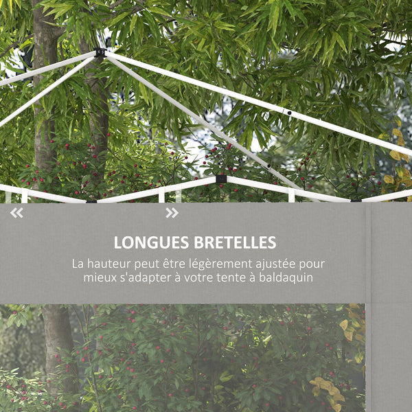 Lot de 2 panneaux latéraux de tente, barnum 295x195 cm, parois latérales de remplacement en tissu pour tonnelle de 6x3m ou 3x3 m, gris