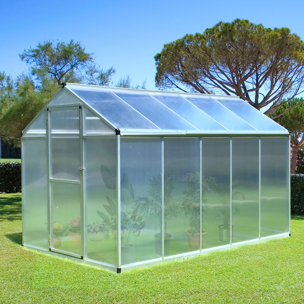 Serre de Jardin 3 x 2 m Aluminium Polycarbonate 5,5 m² Fondation Lucarne Porte loquet