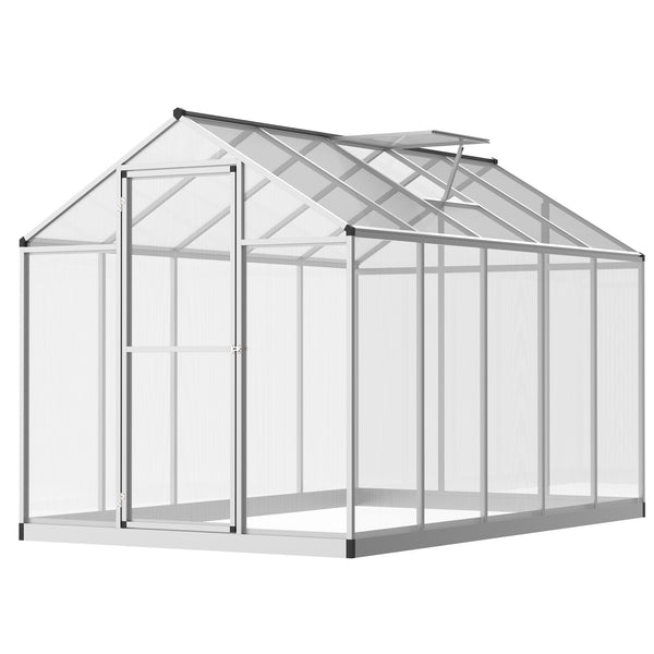 Serre de Jardin 3 x 2 m Aluminium Polycarbonate 5,5 m² Fondation Lucarne Porte loquet