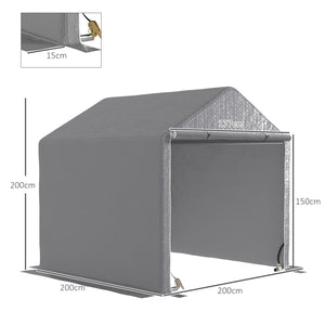 Abri de jardin 2 x 2 x 2 m abri vélo extérieur avec cadre en acier galvanisé, imperméable et résistant aux UV, tente de stockage pour vélo, moto, outils - gris