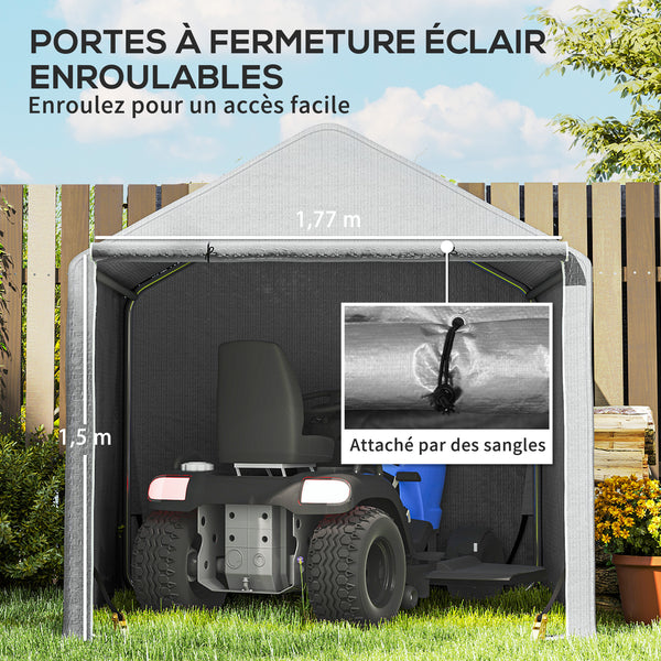 Abri de jardin 2 x 2 x 2 m abri vélo extérieur avec cadre en acier galvanisé, imperméable et résistant aux UV, tente de stockage pour vélo, moto, outils - gris