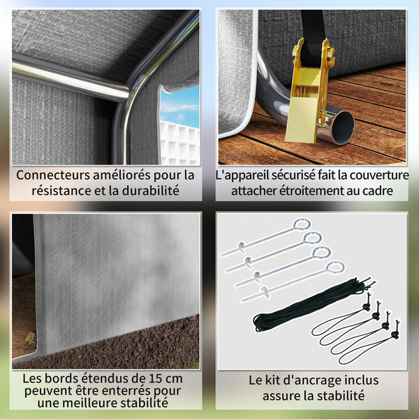 Abri de jardin 2 x 2 x 2 m abri vélo extérieur avec cadre en acier galvanisé, imperméable et résistant aux UV, tente de stockage pour vélo, moto, outils - gris