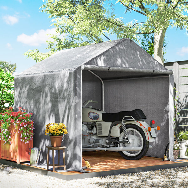 Abri de jardin 2 x 2 x 2 m abri vélo extérieur avec cadre en acier galvanisé, imperméable et résistant aux UV, tente de stockage pour vélo, moto, outils - gris