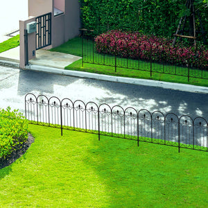 Lot de 5 clôtures de jardin décoratives en métal avec ornements - 305 x 79,5 cm noir