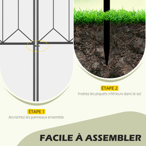 Lot de 5 clôtures de jardin décoratives en métal avec ornements - 305 x 79,5 cm noir