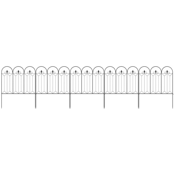 Lot de 5 clôtures de jardin décoratives en métal avec ornements - 305 x 79,5 cm noir