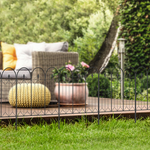 Lot de 5 clôtures de jardin décoratives en métal avec ornements - 305 x 79,5 cm noir