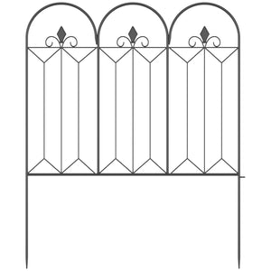Lot de 5 clôtures de jardin décoratives en métal avec ornements - 305 x 79,5 cm noir