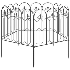 Lot de 5 clôtures de jardin décoratives en métal avec ornements - 305 x 79,5 cm noir