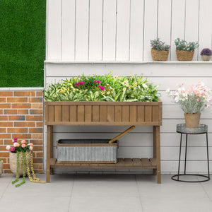 Jardinière sur Pieds carré Potager avec étagère dim. 110L x 46l x 76H cm 8 Compartiments & Inserts d'irrigation Bois de Sapin
