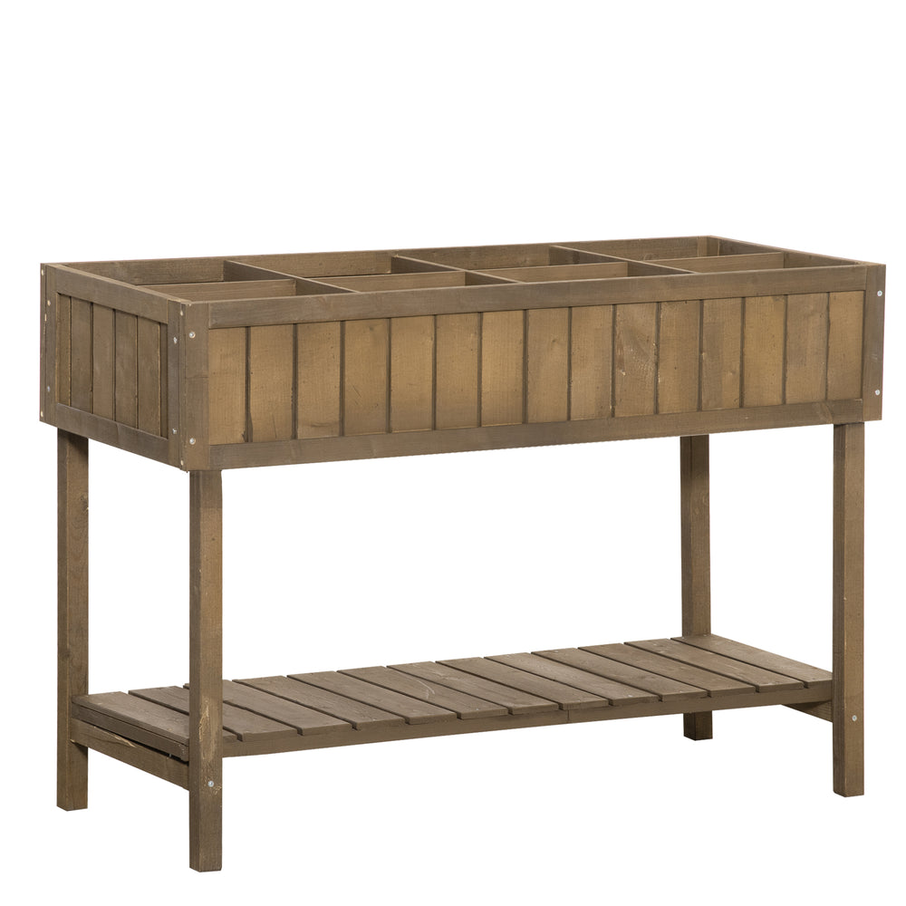 Jardinière sur Pieds carré Potager avec étagère dim. 110L x 46l x 76H cm 8 Compartiments & Inserts d'irrigation Bois de Sapin