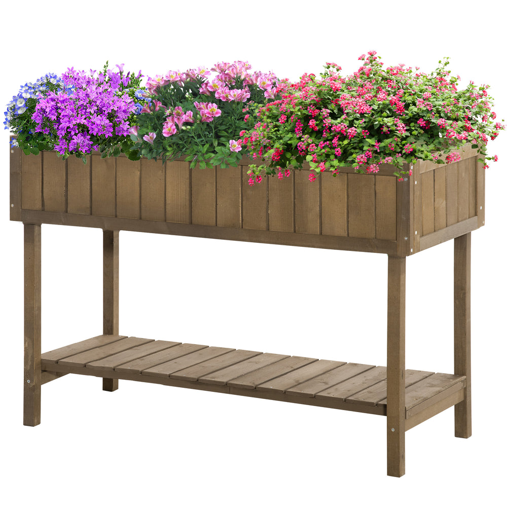 Jardinière sur Pieds carré Potager avec étagère dim. 110L x 46l x 76H cm 8 Compartiments & Inserts d'irrigation Bois de Sapin