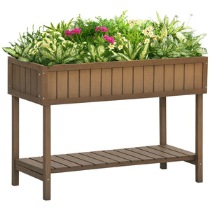 Jardinière sur Pieds carré Potager avec étagère dim. 110L x 46l x 76H cm 8 Compartiments & Inserts d'irrigation Bois de Sapin