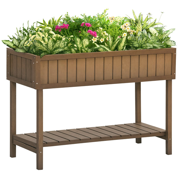 Jardinière sur Pieds carré Potager avec étagère dim. 110L x 46l x 76H cm 8 Compartiments & Inserts d'irrigation Bois de Sapin