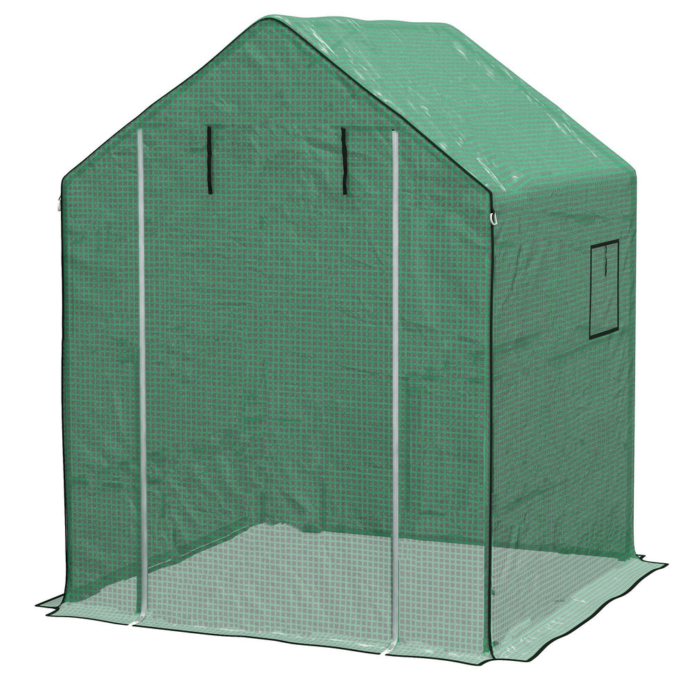 Bâche de remplacement pour serre de jardin 140 x 143 x 190 cm film de remplacement pour serre avec fenêtre et porte à fermeture éclair anti-UV Protection des plantes pour le jardin Vert