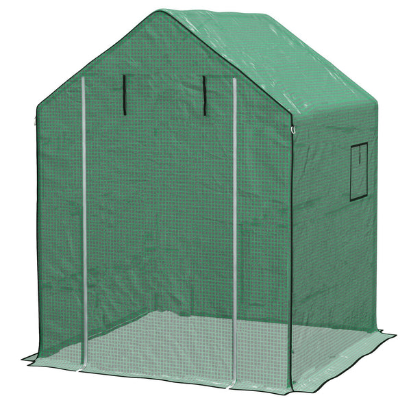 Bâche de remplacement pour serre de jardin 140 x 143 x 190 cm film de remplacement pour serre avec fenêtre et porte à fermeture éclair anti-UV Protection des plantes pour le jardin Vert