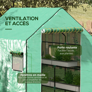 Bâche de remplacement pour serre de jardin 140 x 143 x 190 cm film de remplacement pour serre avec fenêtre et porte à fermeture éclair anti-UV Protection des plantes pour le jardin Vert