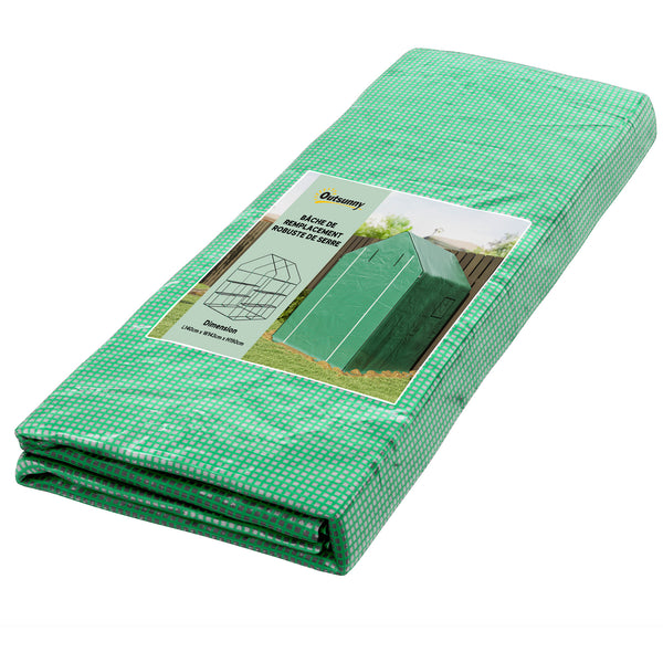 Bâche de remplacement pour serre de jardin 140 x 143 x 190 cm film de remplacement pour serre avec fenêtre et porte à fermeture éclair anti-UV Protection des plantes pour le jardin Vert