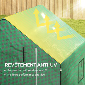 Bâche de remplacement pour serre de jardin 140 x 143 x 190 cm film de remplacement pour serre avec fenêtre et porte à fermeture éclair anti-UV Protection des plantes pour le jardin Vert