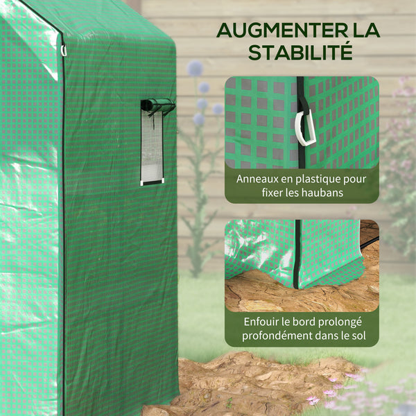 Bâche de remplacement pour serre de jardin 140 x 143 x 190 cm film de remplacement pour serre avec fenêtre et porte à fermeture éclair anti-UV Protection des plantes pour le jardin Vert