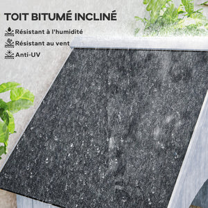 Abri de jardin en bois cabane de jardin exterieur armoire de jardin avec toit bitumé 3 étagères porte avec loquet rangement et stockage extérieurs pour terrasse 77,5 x 54,2 x 179,5 cm blanc