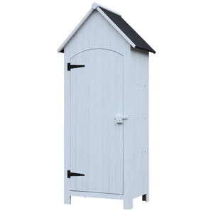 Abri de jardin en bois cabane de jardin exterieur armoire de jardin avec toit bitumé 3 étagères porte avec loquet rangement et stockage extérieurs pour terrasse 77,5 x 54,2 x 179,5 cm blanc