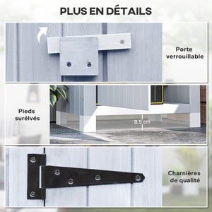 Abri de jardin en bois cabane de jardin exterieur armoire de jardin avec toit bitumé 3 étagères porte avec loquet rangement et stockage extérieurs pour terrasse 77,5 x 54,2 x 179,5 cm blanc