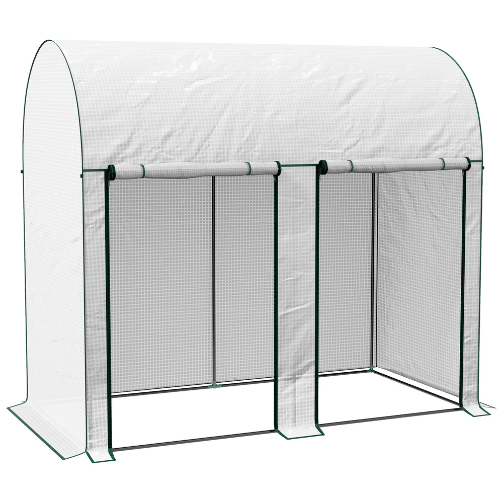 Serre de jardin PE, serre de balcon, bâche renforcée 140 g/m², châssis en acier, 2 portes zippées enroulables, pour légumes plantes fleurs, intérieur et extérieur, 200 x 100 x 178 cm, blanc