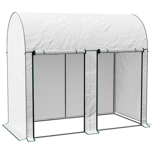 Serre de jardin PE, serre de balcon, bâche renforcée 140 g/m², châssis en acier, 2 portes zippées enroulables, pour légumes plantes fleurs, intérieur et extérieur, 200 x 100 x 178 cm, blanc