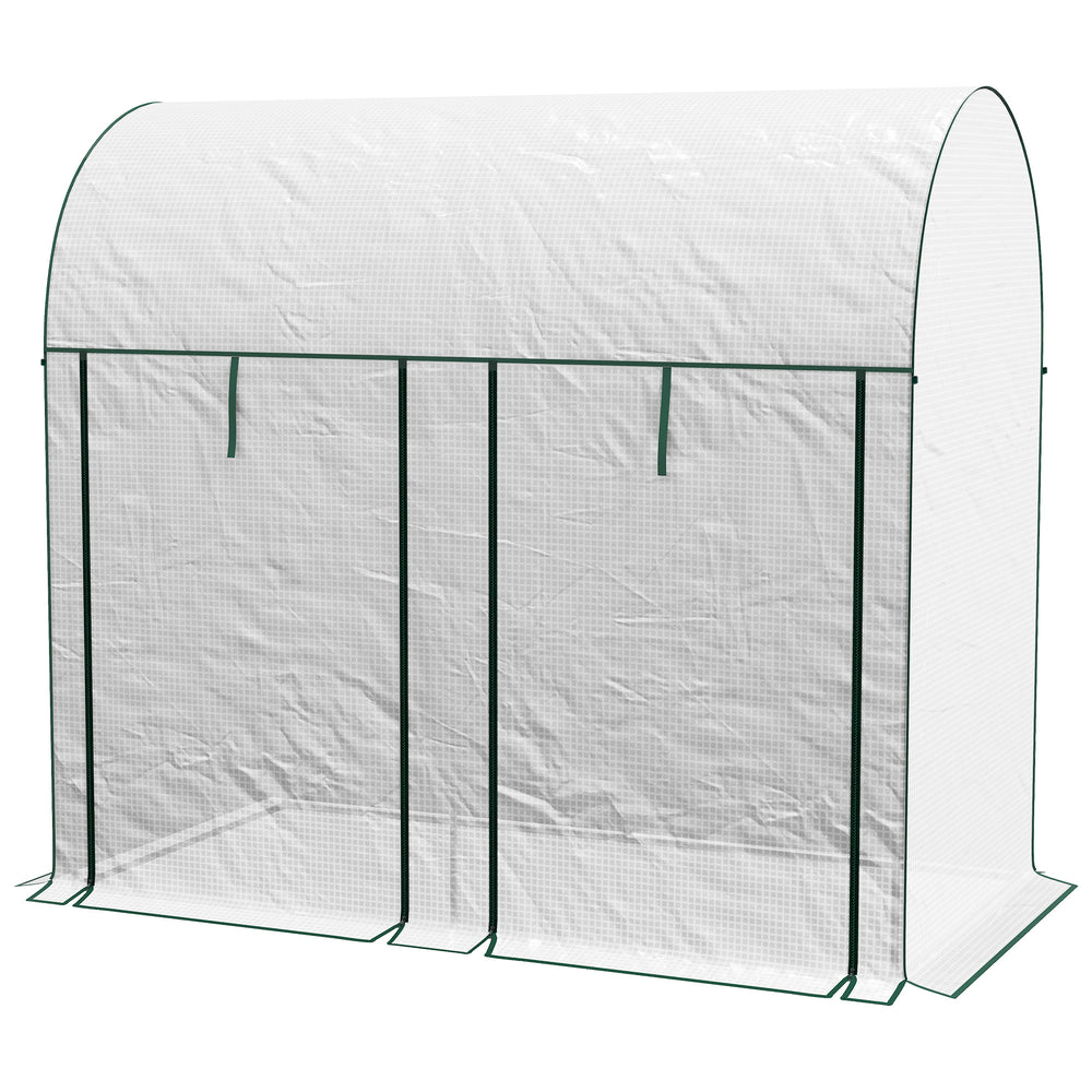 Serre de jardin PE, serre de balcon, bâche renforcée 140 g/m², châssis en acier, 2 portes zippées enroulables, pour légumes plantes fleurs, intérieur et extérieur, 200 x 100 x 178 cm, blanc