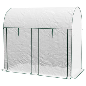 Serre de jardin PE, serre de balcon, bâche renforcée 140 g/m², châssis en acier, 2 portes zippées enroulables, pour légumes plantes fleurs, intérieur et extérieur, 200 x 100 x 178 cm, blanc