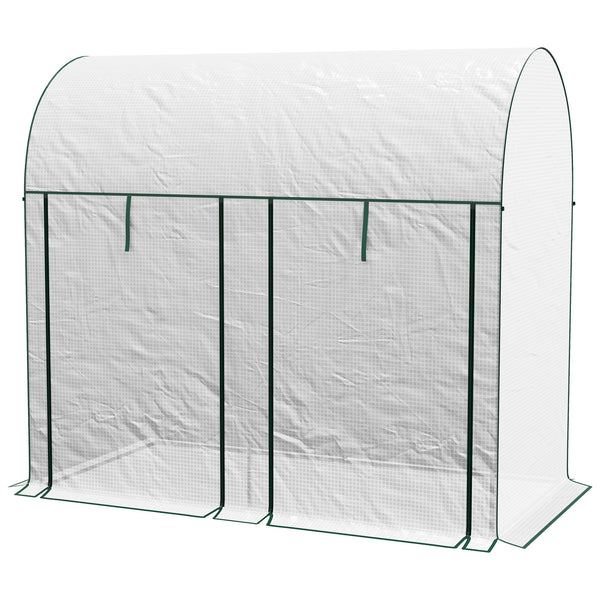 Serre de jardin PE, serre de balcon, bâche renforcée 140 g/m², châssis en acier, 2 portes zippées enroulables, pour légumes plantes fleurs, intérieur et extérieur, 200 x 100 x 178 cm, blanc