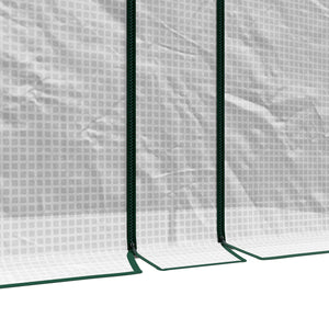 Serre de jardin PE, serre de balcon, bâche renforcée 140 g/m², châssis en acier, 2 portes zippées enroulables, pour légumes plantes fleurs, intérieur et extérieur, 200 x 100 x 178 cm, blanc