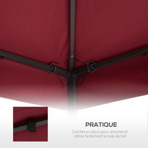 Toit de Remplacement pour pavillon de Jardin Toile de Rechange pour pavillon tonnelle Tente 3 x 3 m Rouge vineux