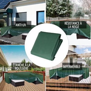 Housse de Protection Étanche Housse Salon de Jardin 600D Oxford Tissu Bâche Salon de Jardin Extérieur Imperméable rectangulaire 210L x 140l x 80H cm Vert