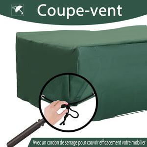 Housse de Protection Étanche Housse Salon de Jardin 600D Oxford Tissu Bâche Salon de Jardin Extérieur Imperméable rectangulaire 210L x 140l x 80H cm Vert