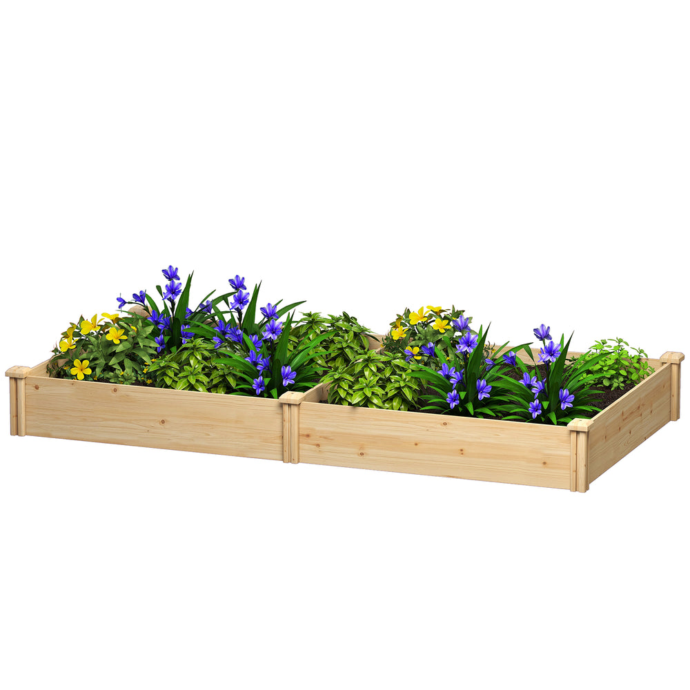 Carré Potager de jardin en Bois massif, Jardinière Surélevé avec séparateur, 235 x 121 x 26 cm, pour Jardin Balcon Terrasse, effet Bois Naturel