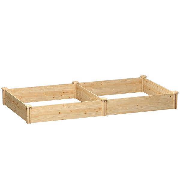 Carré Potager de jardin en Bois massif, Jardinière Surélevé avec séparateur, 235 x 121 x 26 cm, pour Jardin Balcon Terrasse, effet Bois Naturel